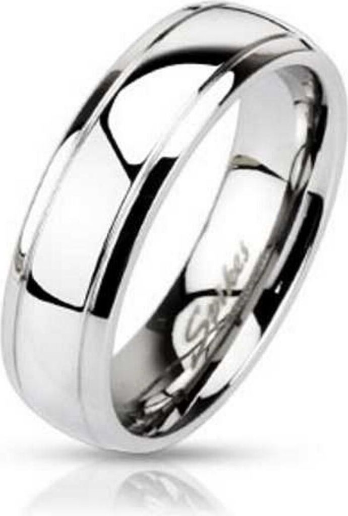 49 (15.6) Ring schmale Aussenringe Silber aus Edelstahl Uni