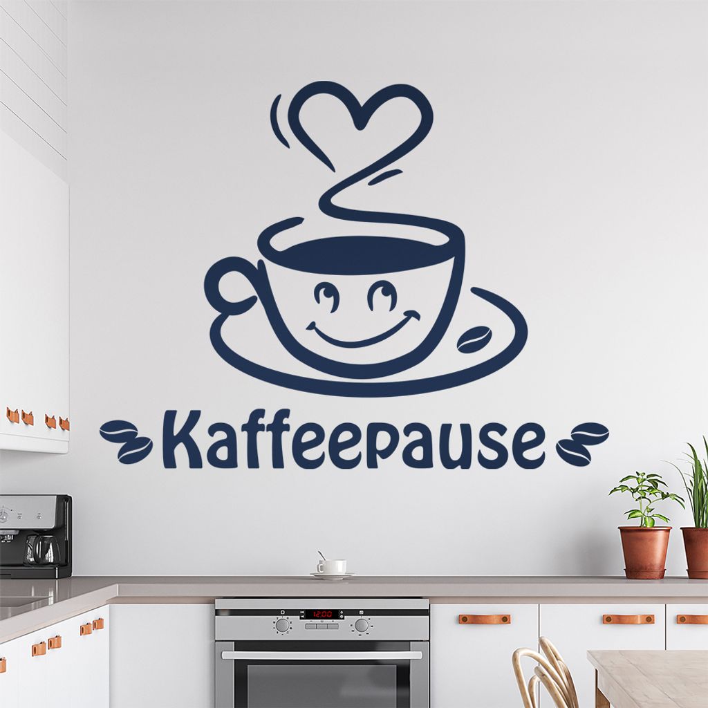 Love Kaffeepause Wandtattoo in 6 Größen - Wandaufkleber Wall Sticker - Dekoration, Küche, Wohnzimmer, Schlafzimmer, Badezimmer