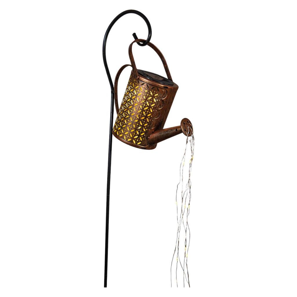 Coen Bakker LED Solarleuchte Gießkanne Wasserfalloptik 37 LEDs warmweiß kupferfarben 84cm