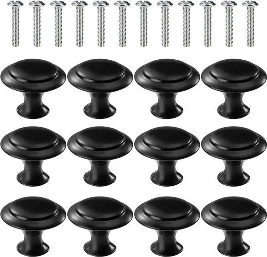 Poignées rondes 30 mm pour paniers de cuisine et tiroirs en métal noir