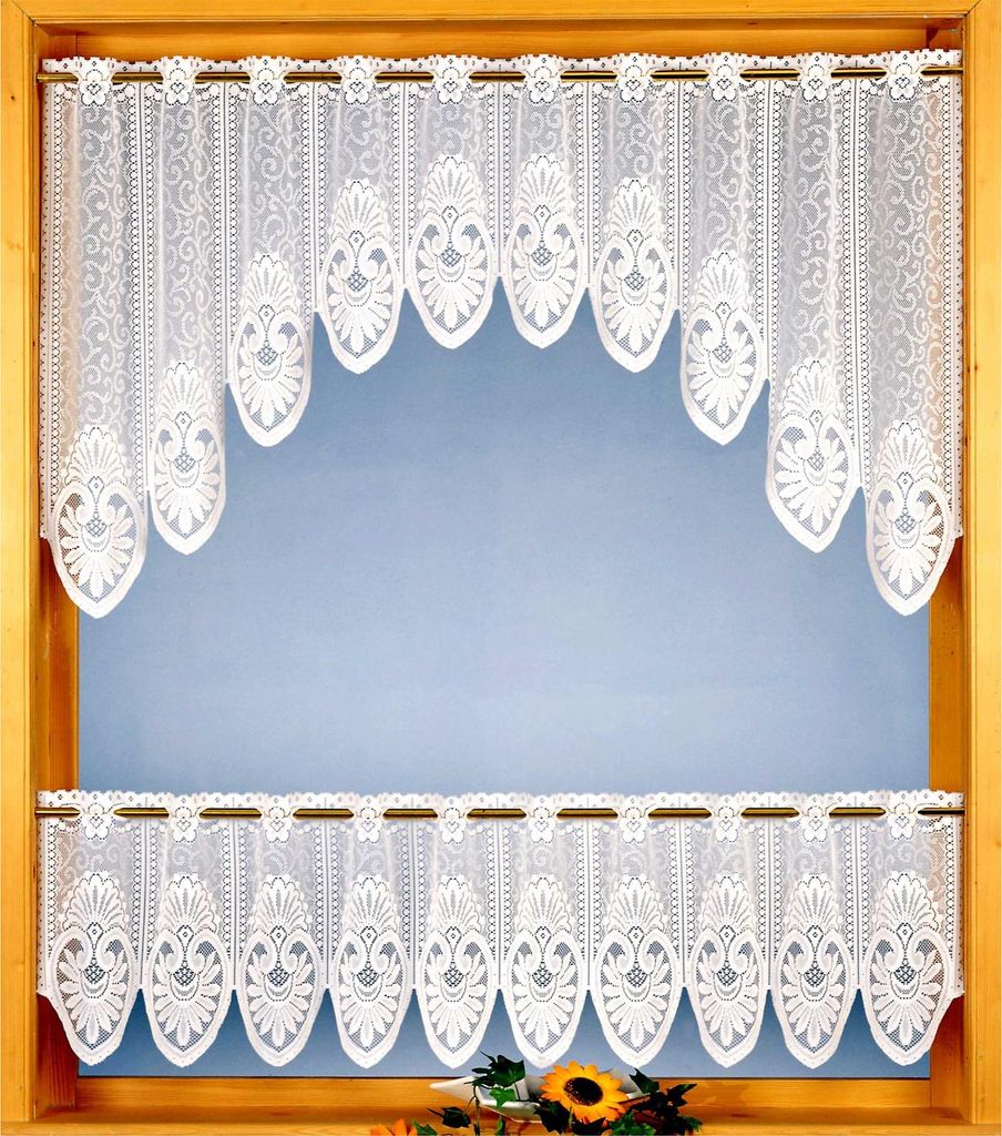 heimtexland ® Scheibengardine Bogen Set 2-teilig Jacquard Produktbild 