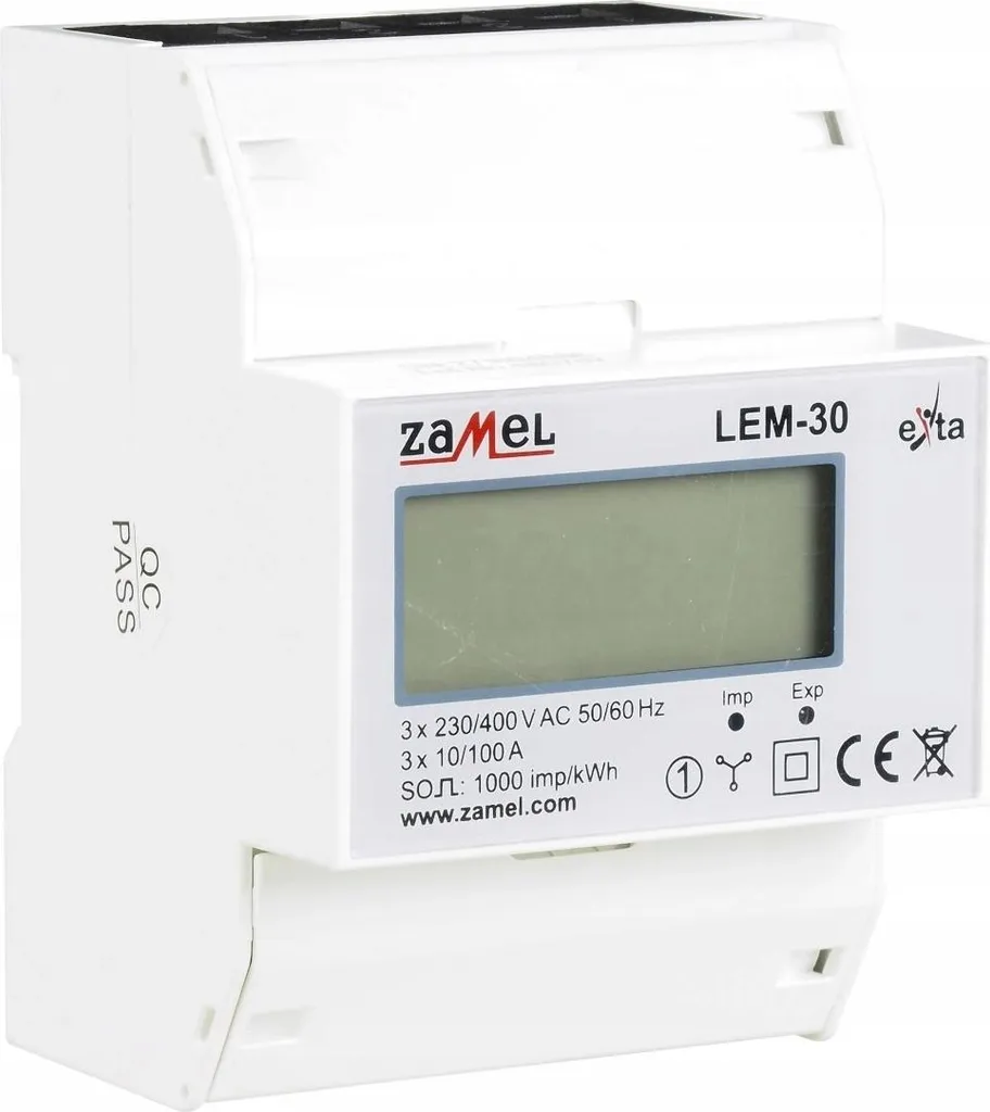 Sous-compteur électrique triphasé 100A pour tableau modulaire Zamel