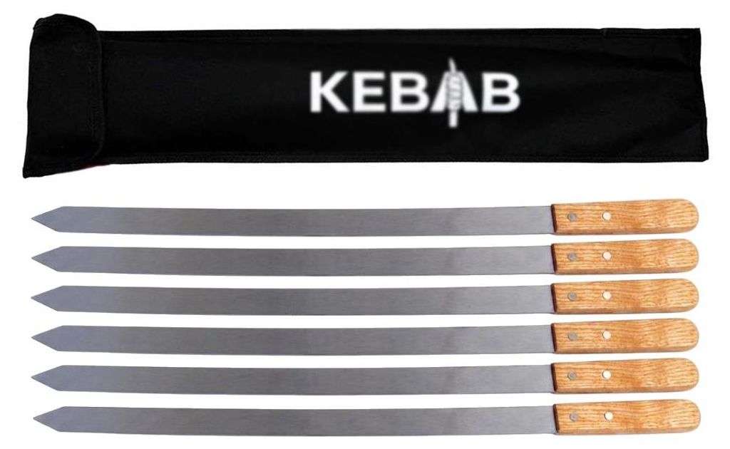 6 ADANA Grillspieße für Kebab aus Edelstahl mit Holzgriff Produktbild 
