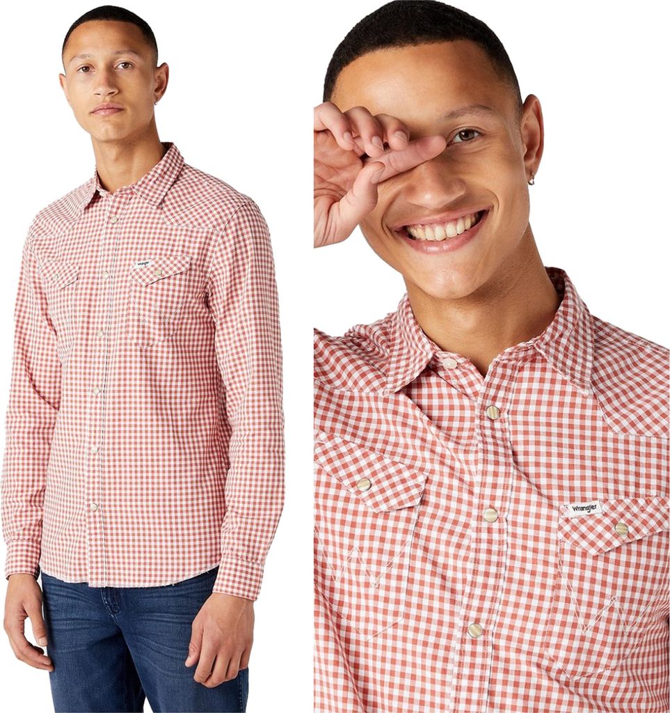 Wrangler LS Western Shirt Herren T -Shirt T -Shirt Etruscan Red W5C2Cir11 112146107