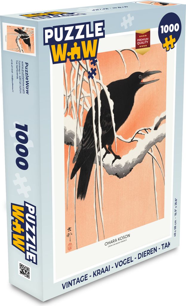 MuchoWow Puzzle 1000 Teile Vintage - Krähe - Vogel - Tiere - Zweig - Spielzeug - Alt und Jung - Spiele - Puzzeln