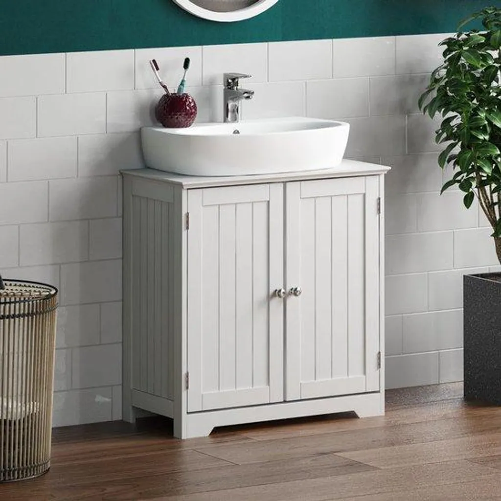 Armoire de salle de bains blanche meuble-lavabo petit format gain de place