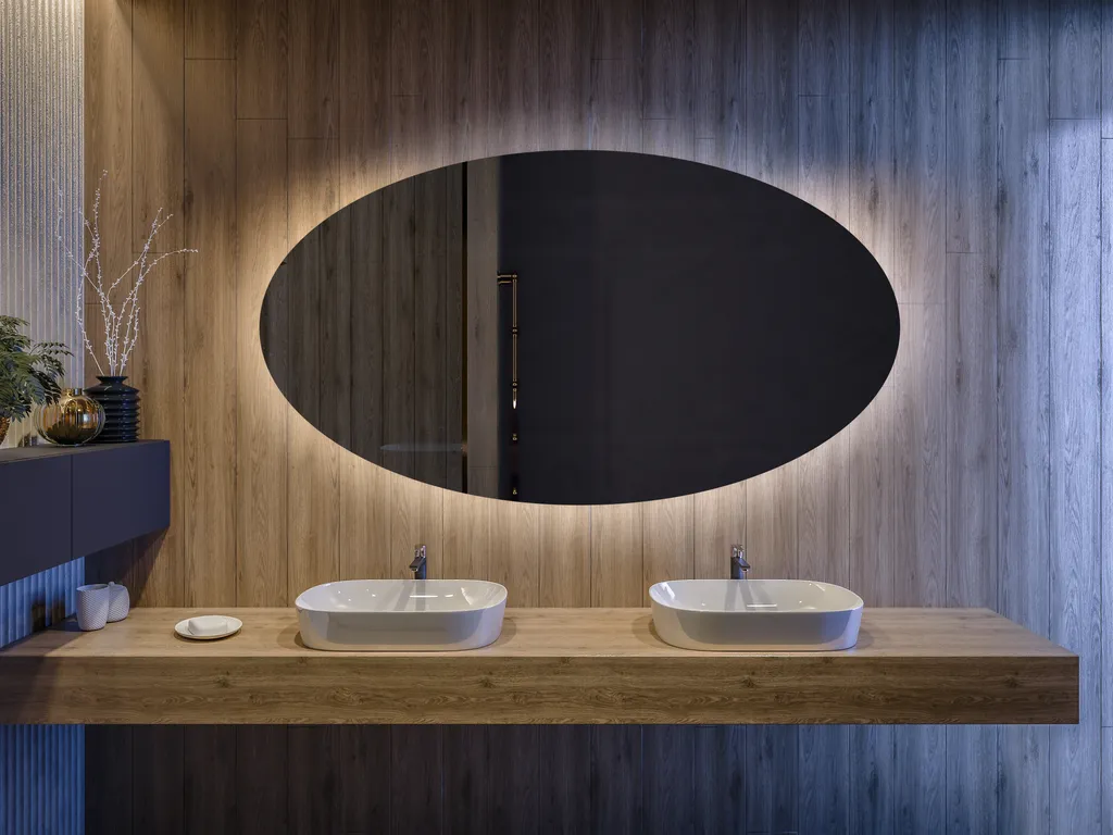 Horizontal mit LED Badspiegel 100x60 cm Wohnen & Einrichten Wohnaccessoires Spiegel Badspiegel 