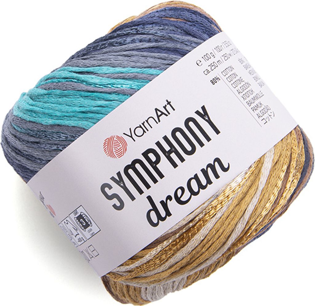 YarnArt Symphony Dream 3107 Bunte Viskose-Baumwollgarn, 250m/100g, weich & atmungsaktiv