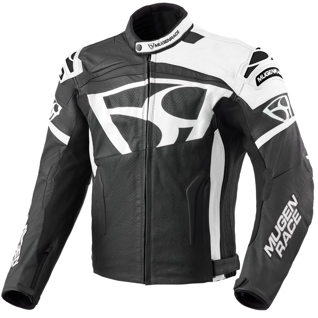 MUGENRACE Aggressore Motorrad Lederjacke, schwarz/weiß, 58
