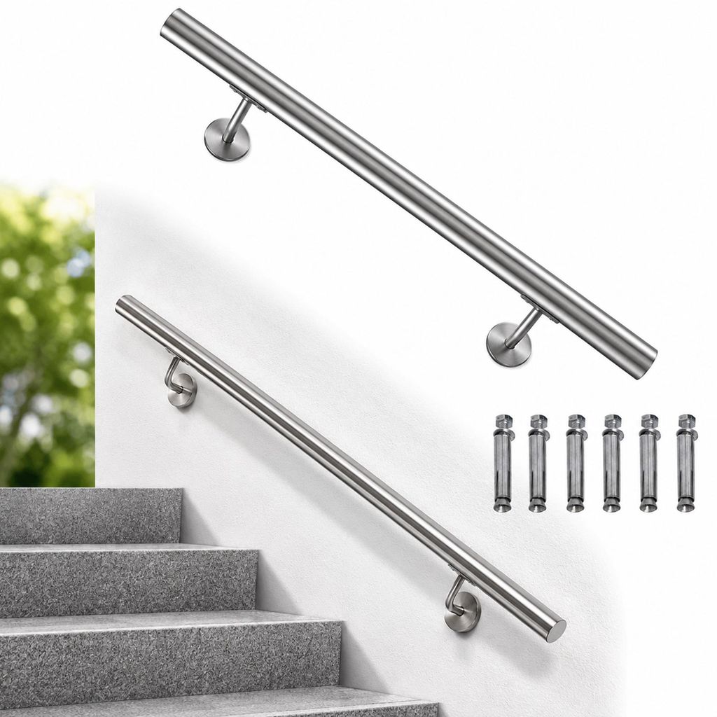 Mucola Treppengeländer SilberØ 4,2 cm Wand Geländer Produktbild 