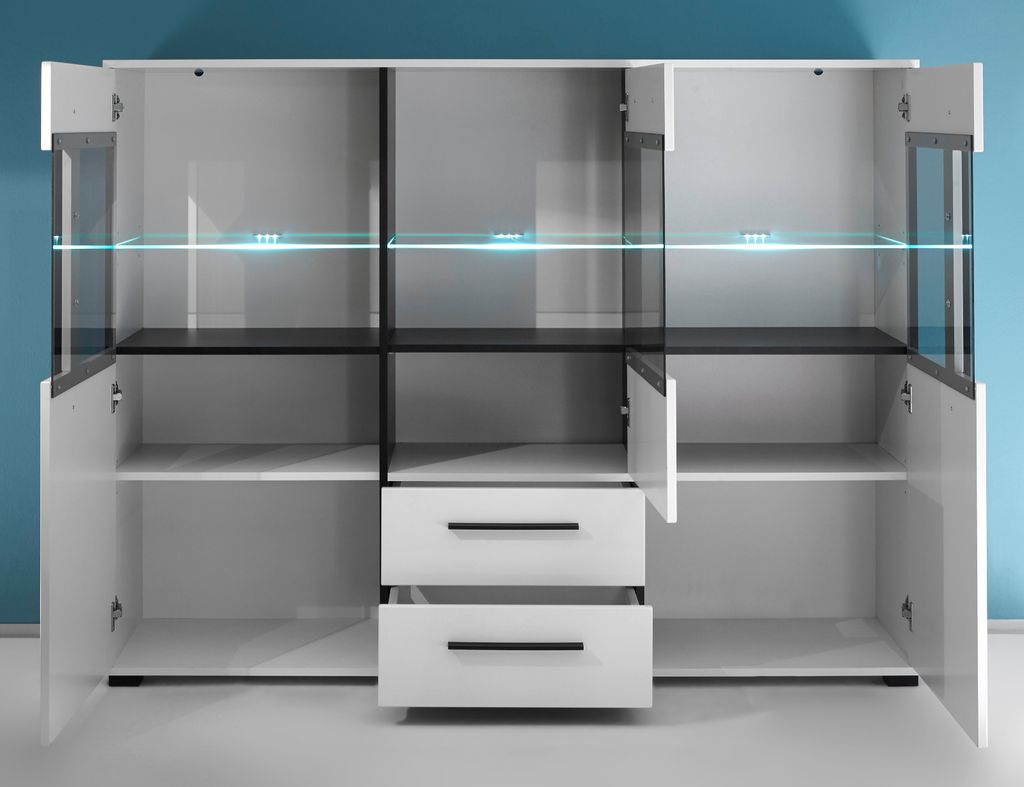 Highboard "Design-D" in weiß Hochglanz Kommode mit Produktbild 6