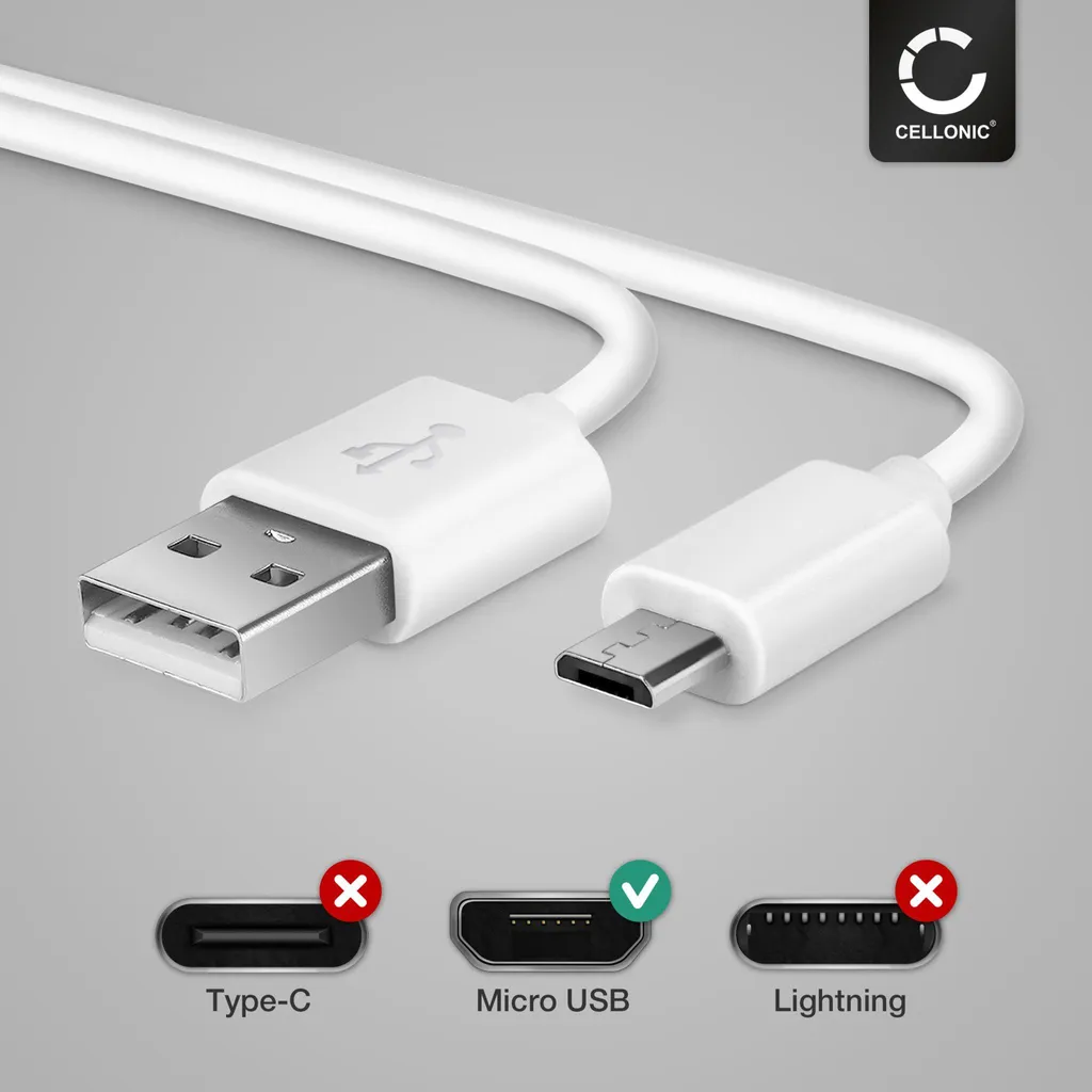 Cavo Micro USB CELLONIC 2A Per Ricarica Rapida E Trasferimento Dati 480Mbps - 2.0, Grigio - 3