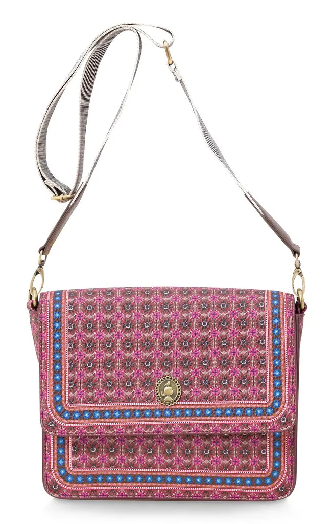 Sac Cross Body à rabat pour femme rose framboise motif Clover