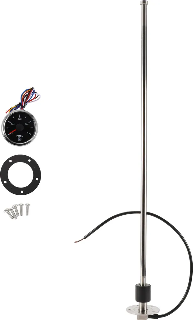Émetteur de Carburant Marin 635mm en Métal Argenté avec Cadran de Bord
