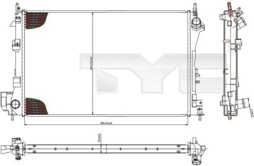 Radiateur aluminium TYC 725-0010 haute résistance pour Signum et Vectra
