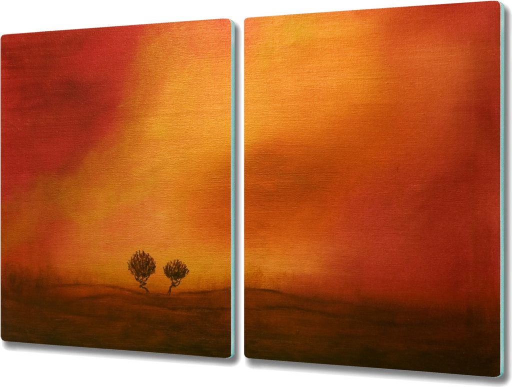 Coloray Hackbrett Herdabdeckplatte 2x40x52 cm Küchenbrett Kochplattenabdeckung Schneidebrett - Bäume