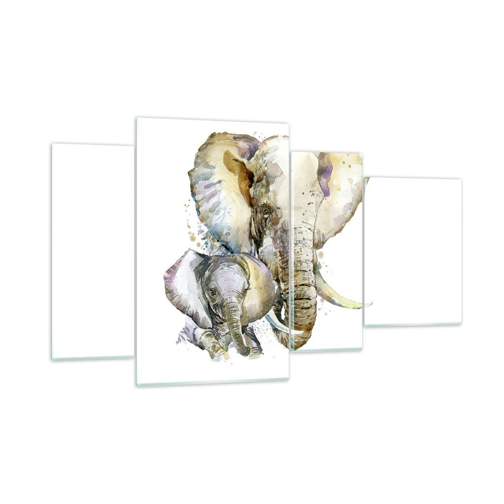 Bilder auf glas - Elefanten tier safari afrika - 120x70cm - Glasbilder - Wandbilder - Kunstdruck - zum Aufhängen bereit - Wanddekoration aus Glas ...