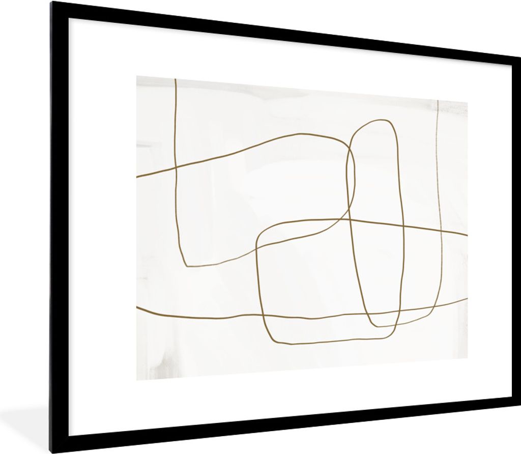 MuchoWow Gerahmtes Poster Kunst - Abstrakt - Braun 80x60 cm - Poster mit Schwarzem Bilderrahmen Wandposter Rahmen Foto Bilder - Schlafzimmer-Deko...
