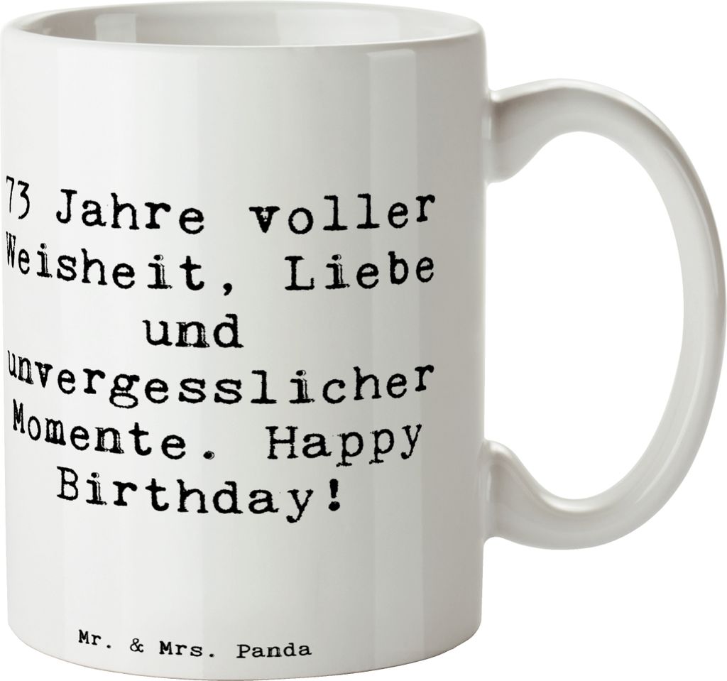 Mr. & Mrs. Panda Tasse Spruch 73. Geburtstag - Weiß - Produktbild 