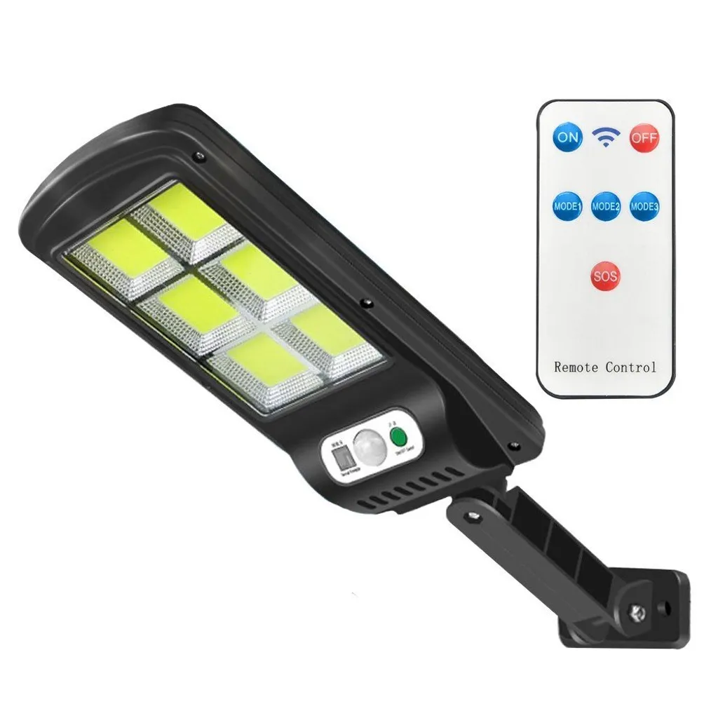 Éclairage Public Solaire 160 LED COB 90W Projecteur Extérieur Noir
