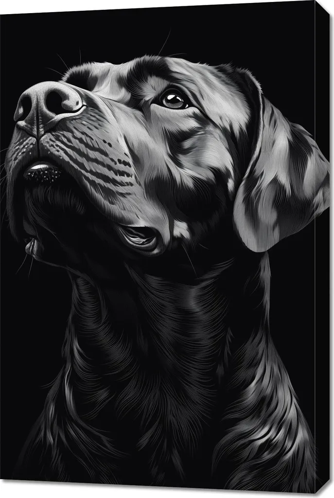 Quadro 60x90 cm Ritratto di animali per il salotto | Labrador | Bianco e nero
