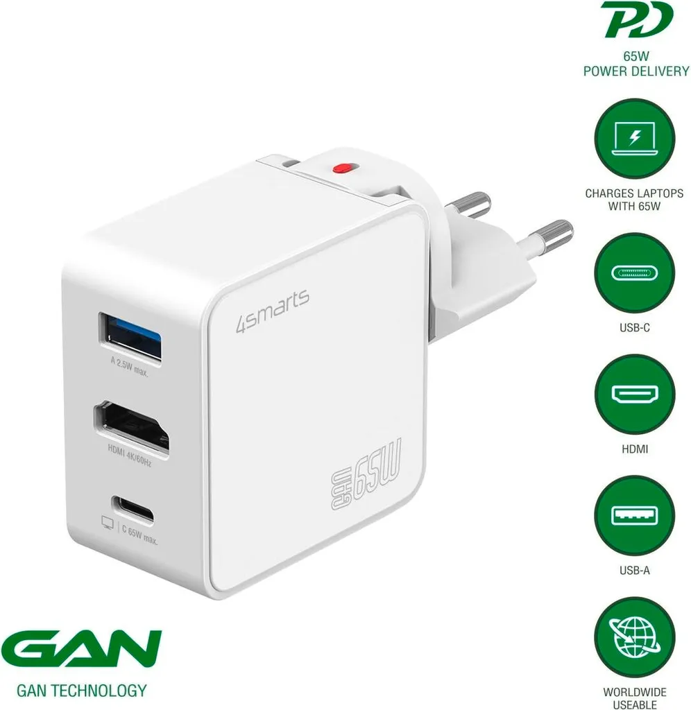 Chargeur secteur 4smarts 541711 Blanc pour smartphone et tablette AC