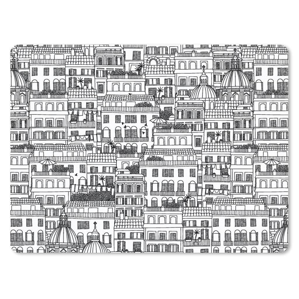 MuchoWow Mauspad Mousepad Muster - Italien - Haus 40x30 cm - Mousepads - Maus Mat - Pad - Mausunterlage - Anti Rutsch