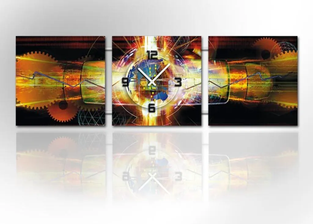 Dixtime 4478 Horloge Murale Design 3 Pièces - Pendule Moderne Salon