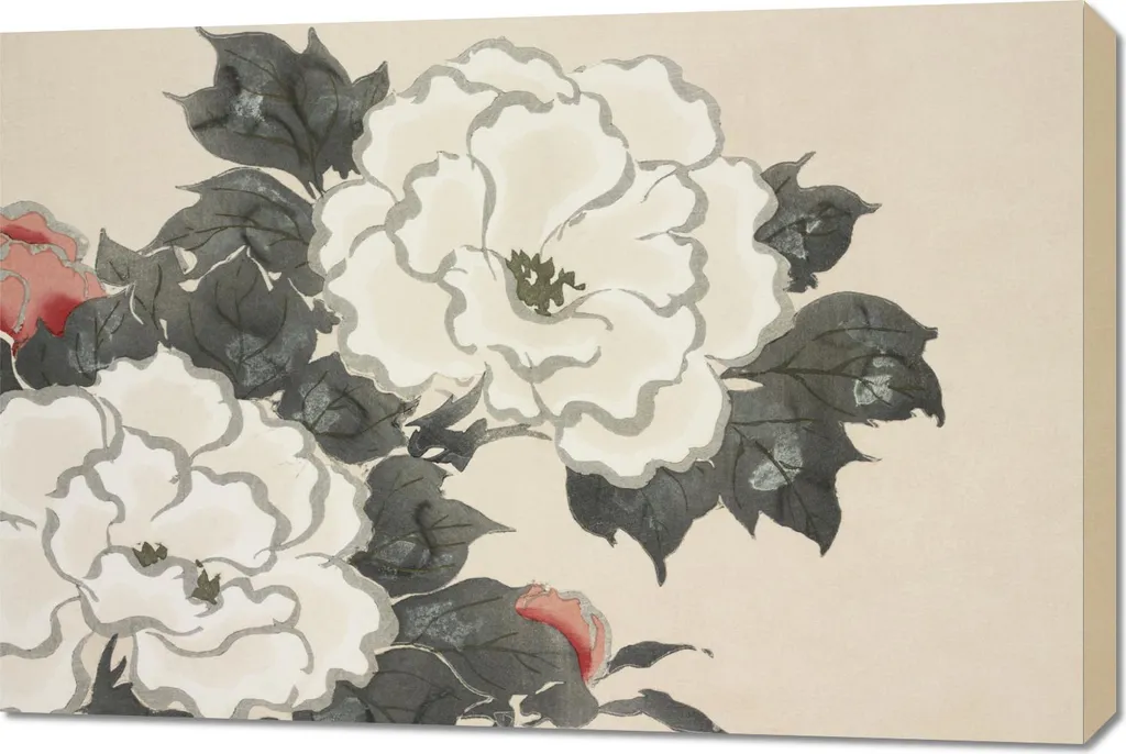 Decorazione Parete Soggiorno: Quadro Fiori Vintage Giapponese 90x60