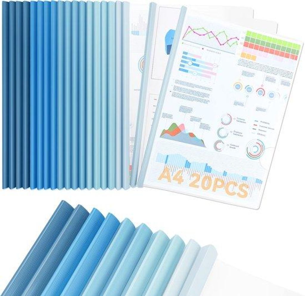 Blaue A4 Klemmmappe 20 Stück 10mm Breite 90 Blatt Kapazität