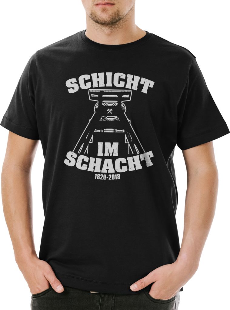 Urban Backwoods Schicht Im Schacht, Herren T-Shirt, Farbe: Schwarz, Größe: 2XL