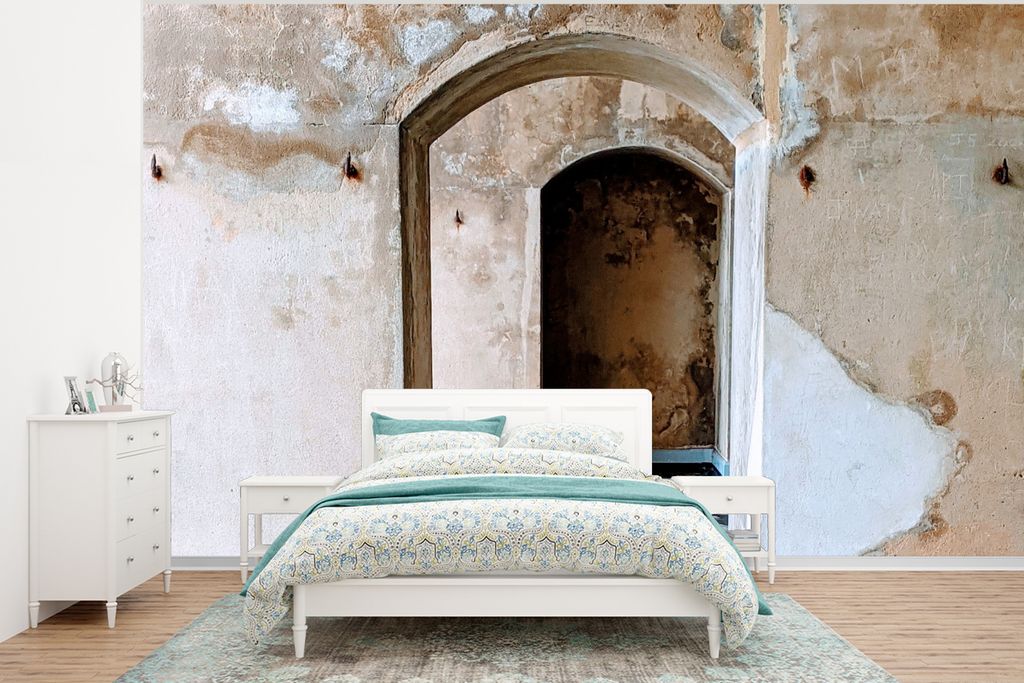 MuchoWow Fototapete für Wohnzimmer oder Schlafzimmer Wandtapete Vinyl Motivtapete Tor - Architektur - Stein - Gebäude - 295x220 cm - Wand Tapete