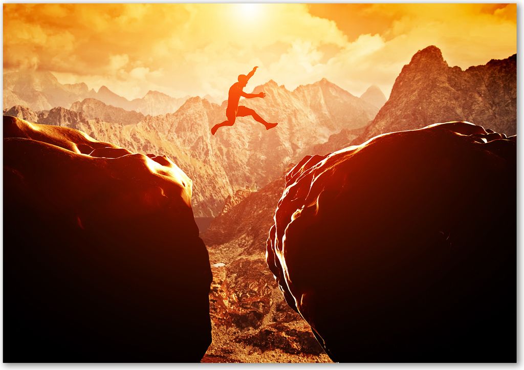 Tulup Leinwandbild - 100x70 cm - Wandkunst - Drucke auf Leinwand - Leinwanddruck - Landschaften - Orange - Abgrund