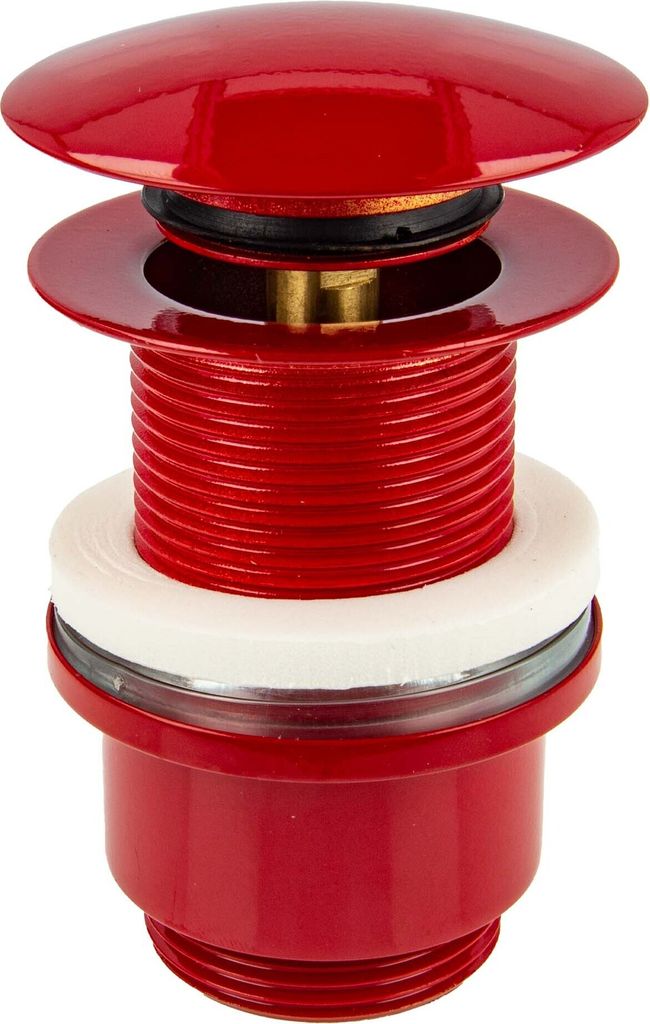 tecuro Pop Up Ablaufgarnitur rot RAL 3003, 1 1/4 Zoll - für Waschbecken ohne Überlauf