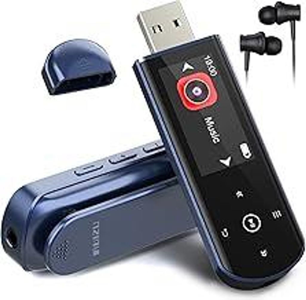 64GB Tragbarer USB MP3 Player mit Bluetooth 5.3, Clip für Sport & Laufen, FM Radio, Voice Recorder, Handy-Dateiübertragung & digitaler Audio-Shuffle