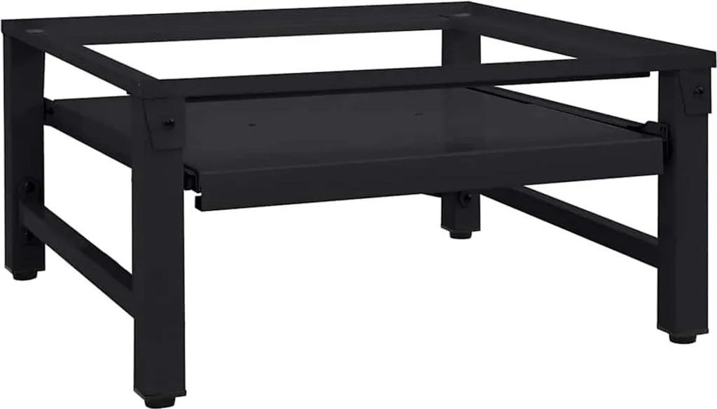 Support de Lave-linge surélevé en Acier Noir avec Tablette de Rangement