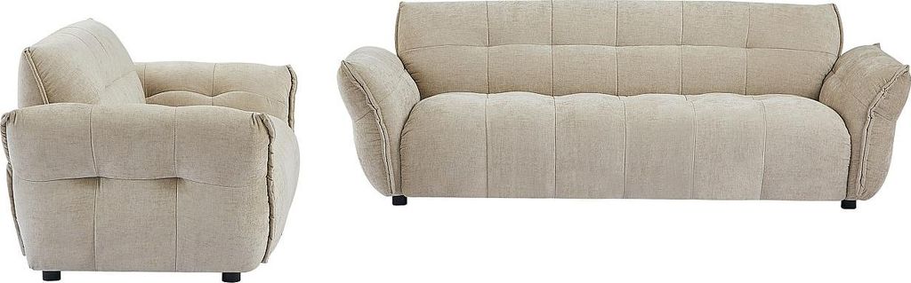 Sofa 3-Sitzer & Sessel - melierter Stoff - Beige - NAPIZO