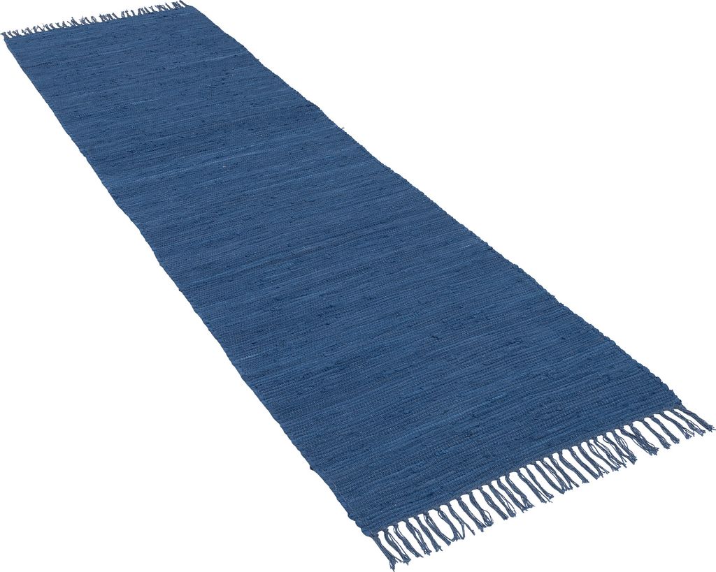 Baumwolle Natur Teppich Läufer Jolly Baumwolle Dunkelblau, Größe:90x160 cm