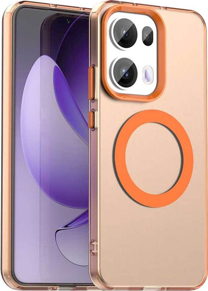 Magnetisch Hülle für Oppo Reno13 Pro 5G, Schlank Durchscheinend Matt Stoßfest Handyhülle Orange