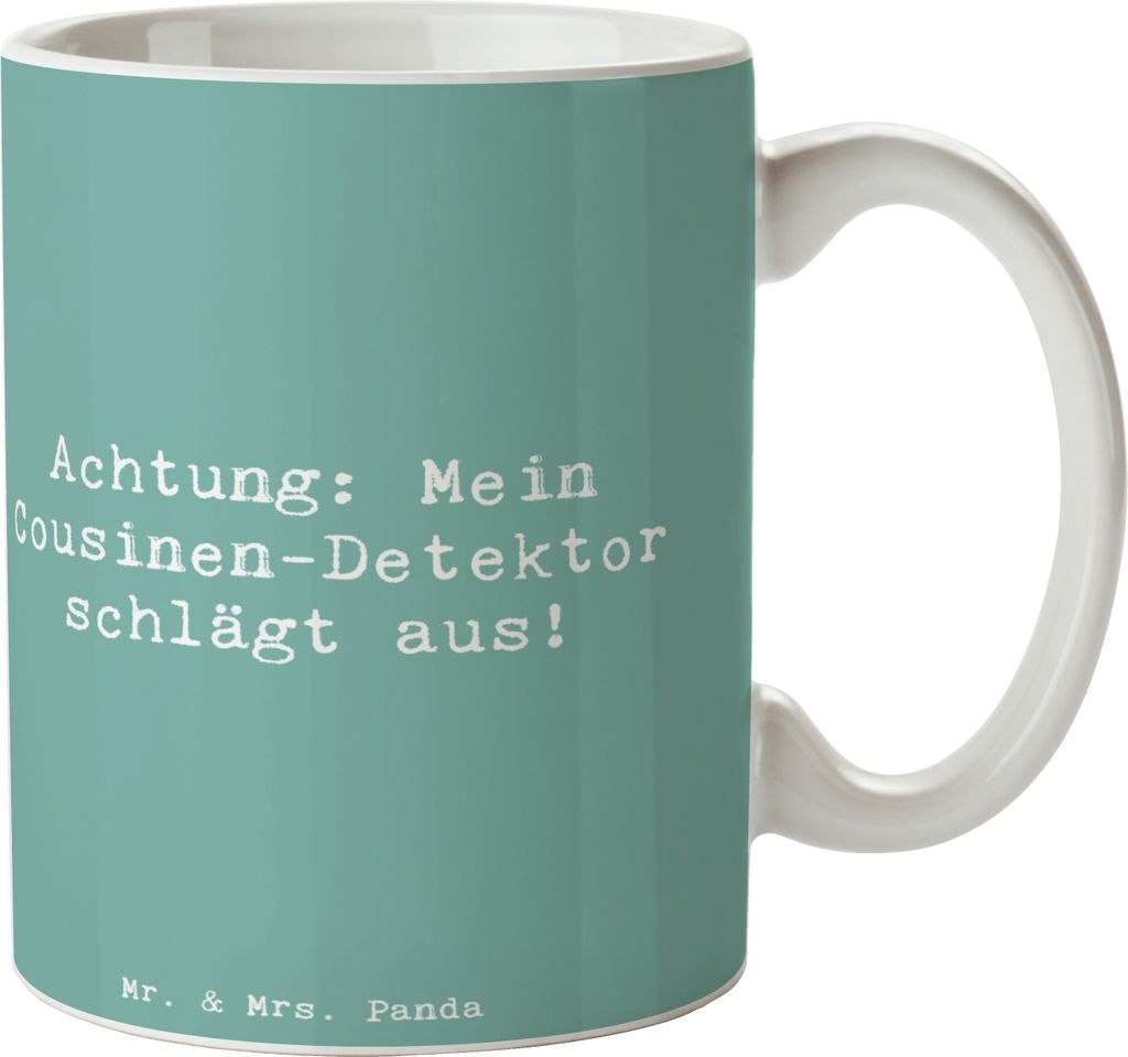 Mr. & Mrs. Panda Henkelpott Spruch Cousinen-Detektor - Meeresbrise - Geschenk, Familie, Erinnerungen, gemeinsames Spielen, Familientreffen, Lächel...