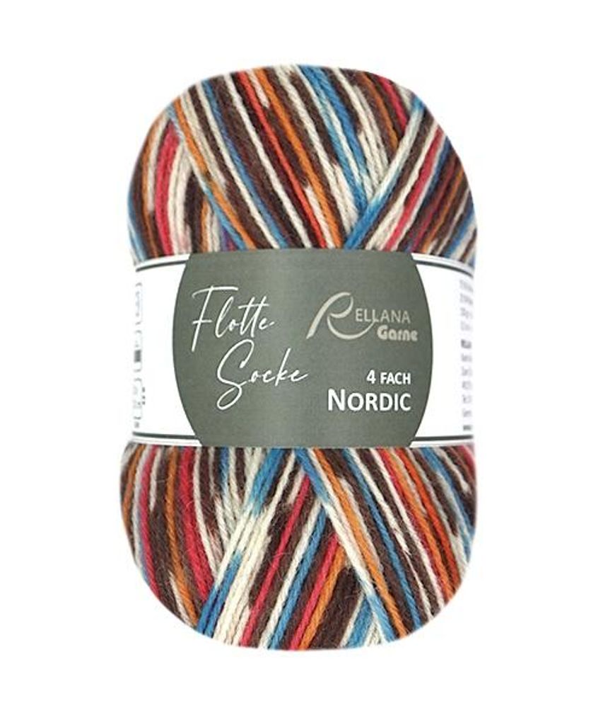 Rellana Nordic feine 4-fädige Sockenwolle 75% Produktbild 