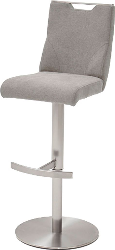 Barhocker Tresenhocker GIULIA Barstuhl mit Griffloch Feingewebe eisgrau Edelstahl