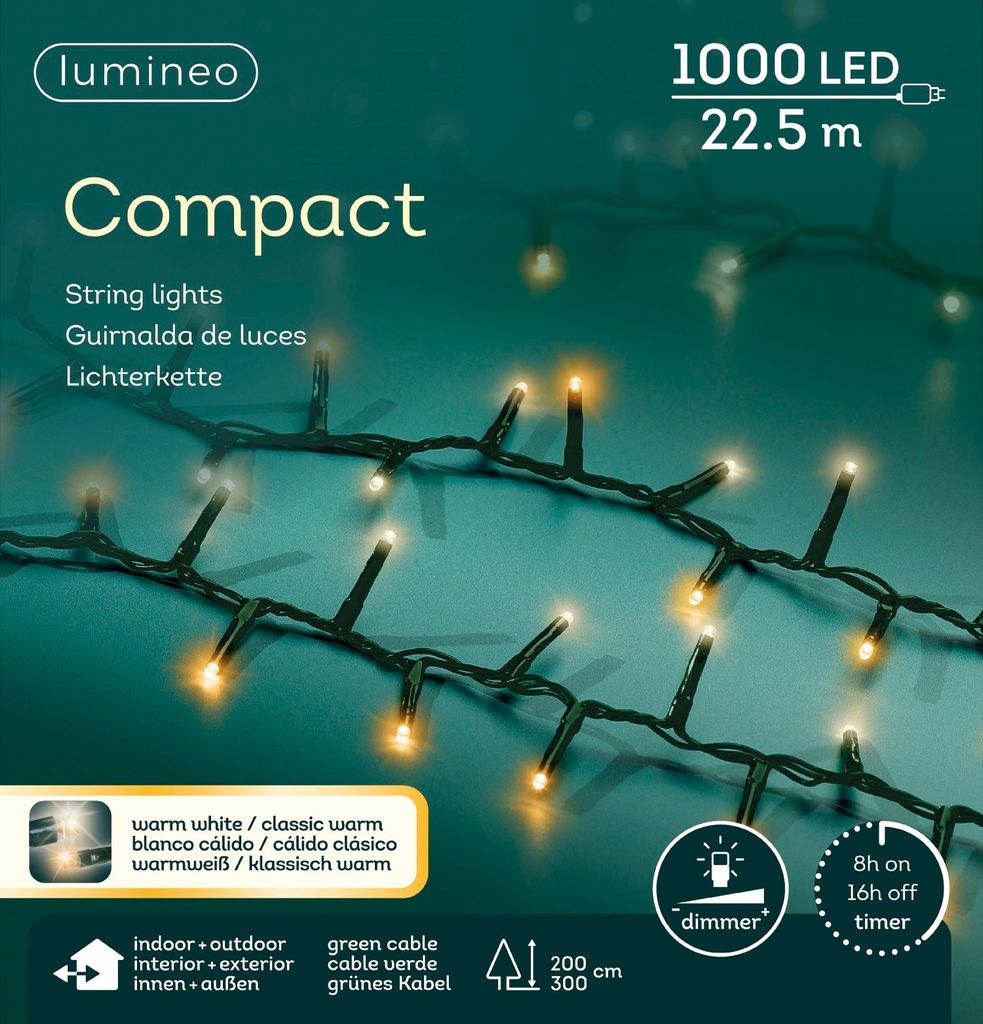 Lumineo LED Lichterkette Compact grün 22,5 Meter 1000 Produktbild 