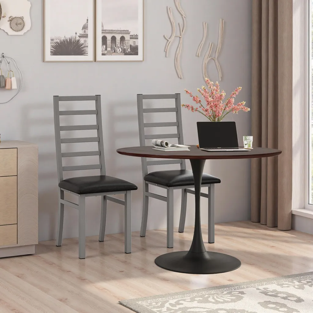 Table à manger ronde 120 cm en chêne patchwork et métal noir - Théo - 4