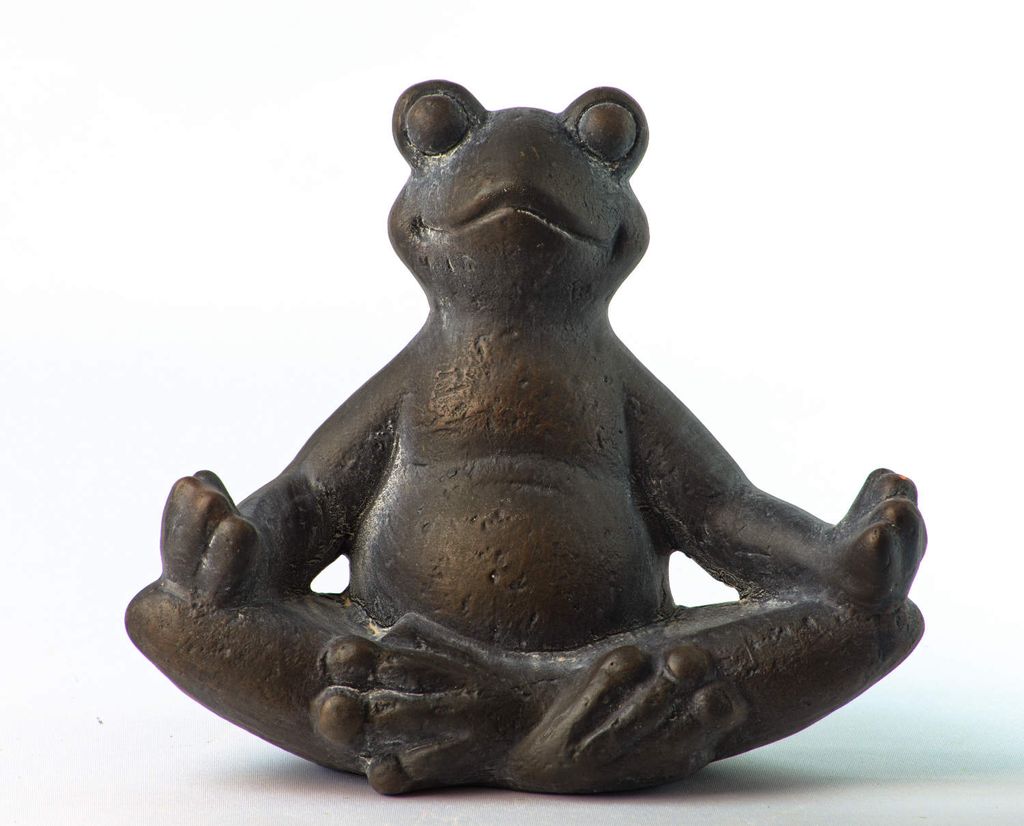 Steinfigur Frosch sitzend Schiefergrau Steinguss frostfest Gartendeko Dekofigur 