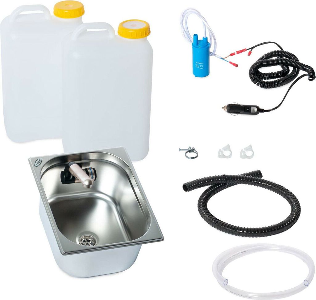 12V Camping Spüle Bausatz Waschbecken Spülbecken 325x265x150mm 19 Liter T4 T5 VW