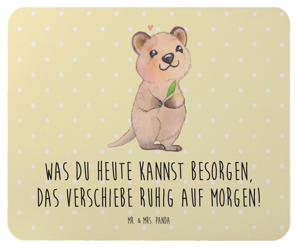 Mr. & Mrs. Panda Mouse Pad Quokka Happy - Gelb Pastell - Geschenk, mauspad laptop, computer, Niedliches Tier, Lustiger Spruch, Lustige Sprüche, Di...