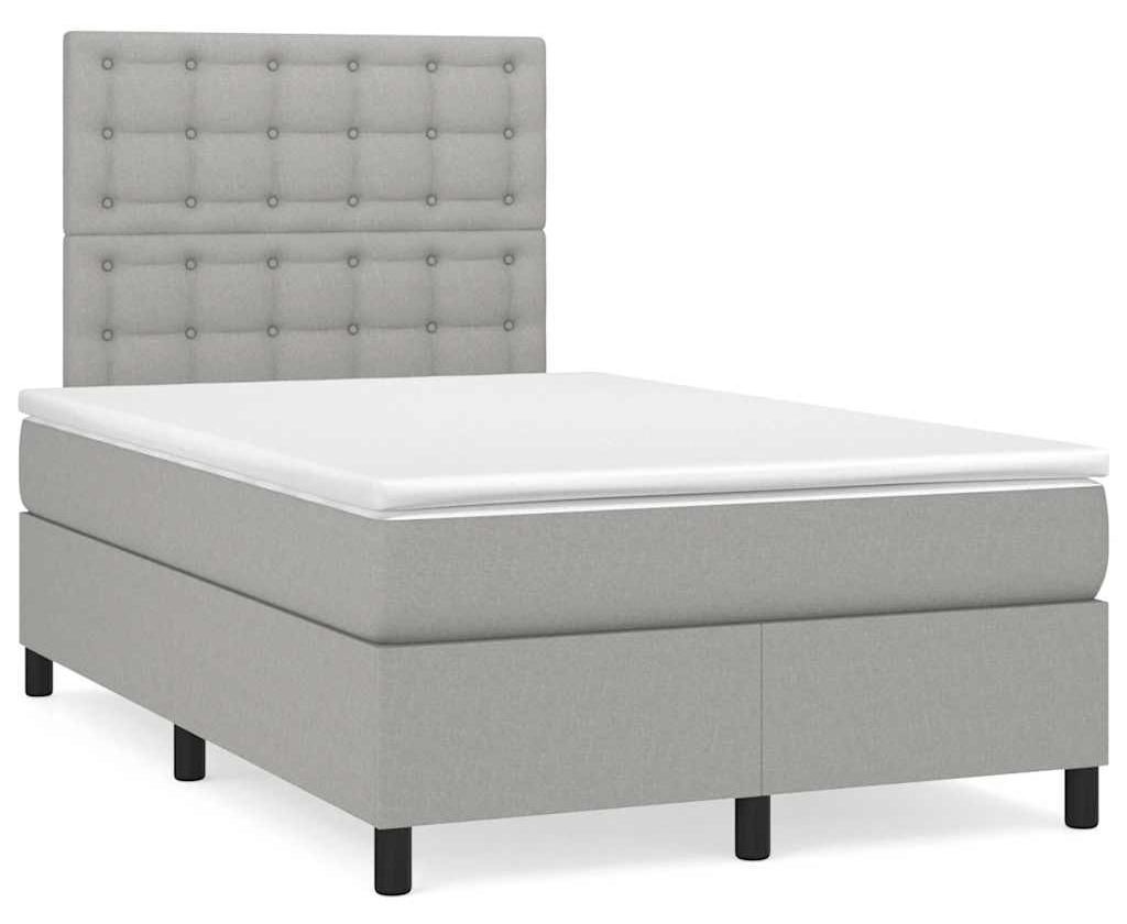 vidaXL Boxspringbett mit Matratze Hellgrau 120x190 cm Stoff