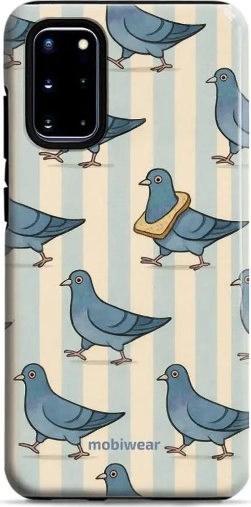 Handyhülle für Galaxy S20 Plus, Mobiwear Elite Pro, Blaue Tauben