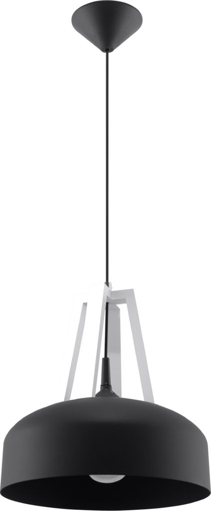 Hängeleuchte CASCO schwarz/weiß 1xE27 15W Stahl/Holz 85x30x30cm Sollux Lighting